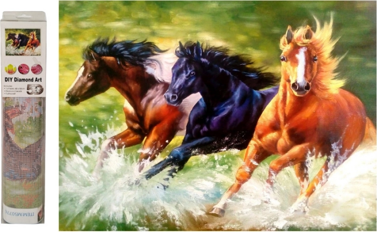 Mozaika diamentowa – biegnące konie