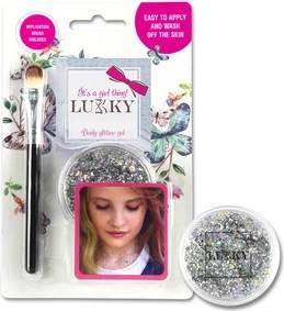 Lukky brokatowy żel do ciała ze szczoteczką srebrny