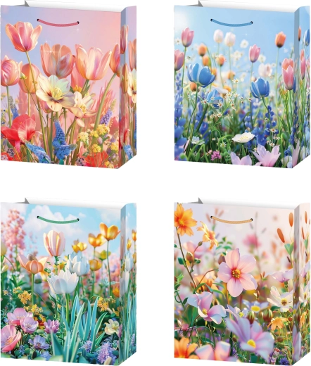 Torebka prezentowa M z motywem kwiatów łąkowych