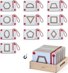 Drewniana tablica magnetyczna do ćwiczenia kształtów geometrycznych - 10 szt.
