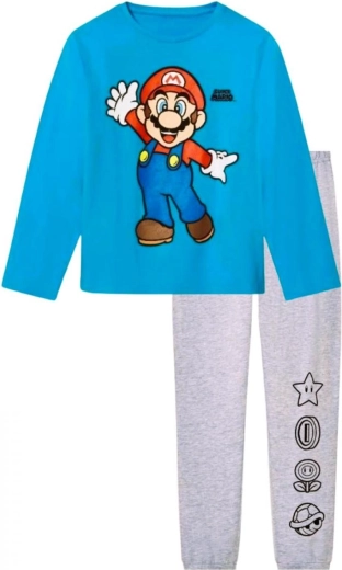 Dziecięca piżama Super Mario w turkusowo-szarym kolorze