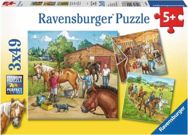 Ravensburger puzzle Dzień u koni 3x49 elementów
