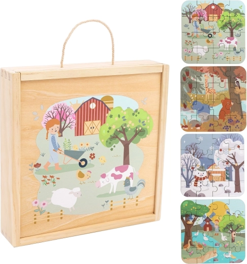 Drewniane puzzle w pudełku Cztery pory roku 2Kids Toys