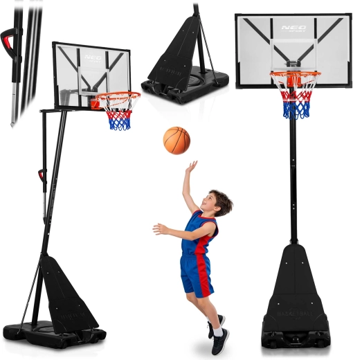 Regulowany kosz do koszykówki Neo-Sport 160–305 cm