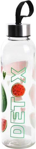 Szklana butelka na wodę Detox 0,5 l z owocowym motywem