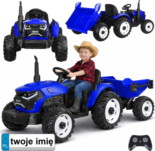 Dziecięcy elektryczny traktor z przyczepą i wywrotem 24V