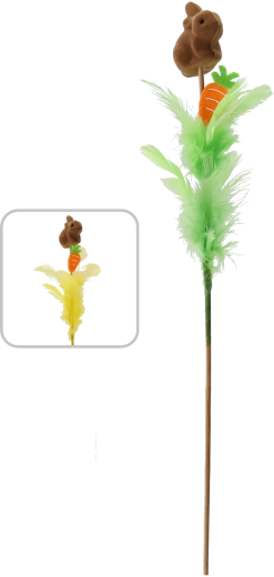 Wielkanocny pik Króliczek z piórkami 30 cm