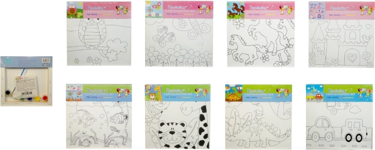 Obrazek do malowania dla dzieci – zestaw z farbami i pędzelkiem