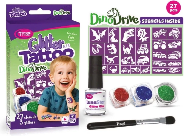 Zestaw brokatowych tatuaży DinoDrive