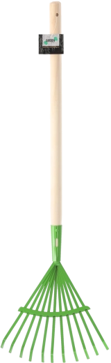 Dziecięce grabie do liści 70 × 24 cm zielone Mały ogrodnik