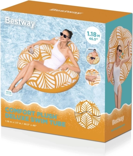 Nadmuchiwany pływający krąg Plush deluxe z oparciem i uchwytem na napój
