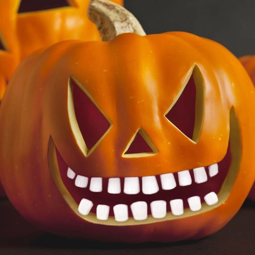 Halloweenowe zęby do dyniowego lampionu – zestaw 18 sztuk