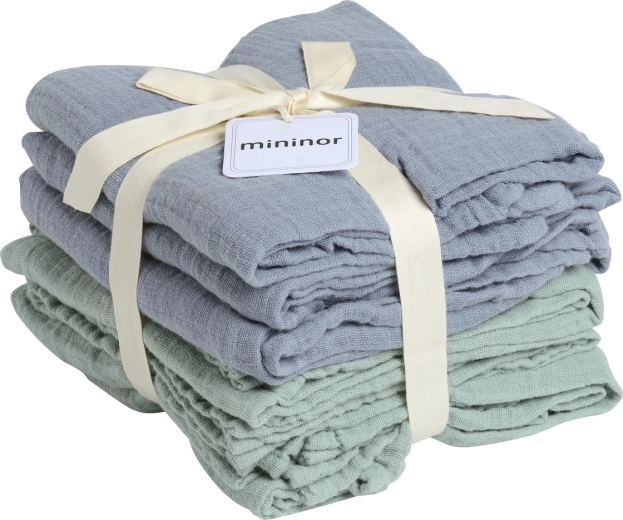 Mininor muślinowe organiczne pieluszki Grey Seal/Willow Green (6 szt.)