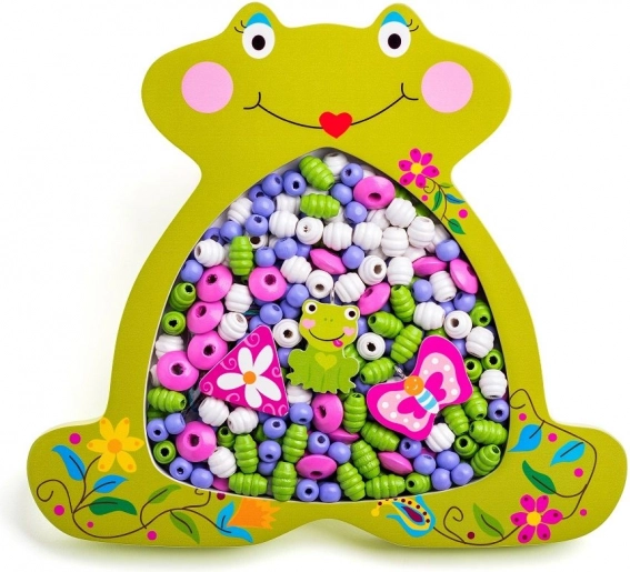 Drewniane koraliki do nawlekania - żabka