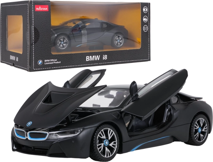 Metalowy model BMW i8 w skali 1:24, czarny RASTAR