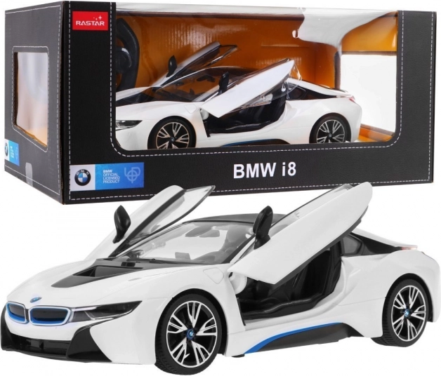 Zdalnie sterowany model BMW i8 1:14 biały od RASTAR, 2,4 GHz