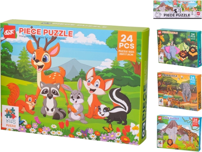 Dziecięce puzzle ze zwierzętami 24 elementy (25 × 17,5 cm) w pudełku