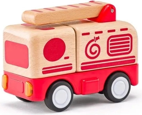 Drewniany wóz strażacki Woody ze światłem i dźwiękiem