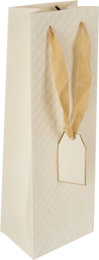 Papierowa torba prezentowa na wino quilt beżowa 12 × 9 × 35 cm