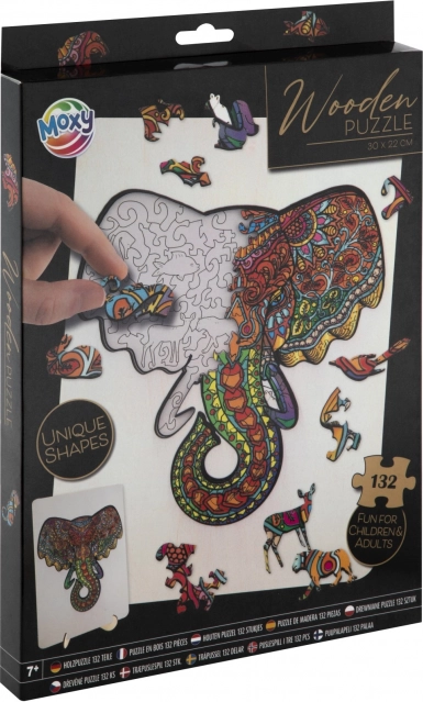 Obrysowe drewniane puzzle słoń