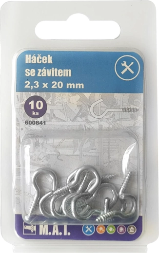 Hak z gwintem ocynkowany 40 × 2,8 mm, opakowanie 10 szt.