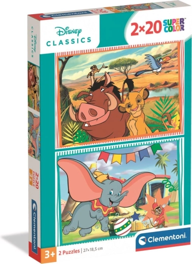 Puzzle 2x20 Super Color DISNEY CLASSICS – KRÓL LEW i DUMBO Clementoni