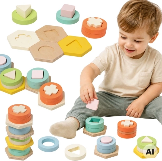 Classic World sorter kształtów i kolorów Montessori z wieżą