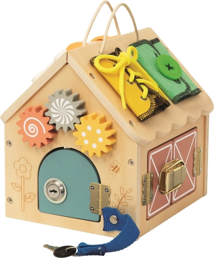 2Kids Toys drewniany domek aktywności – naturalny, mały
