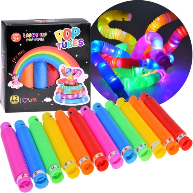 POP TUBE Świecące LED Rurki Sensoryczne 12 szt.