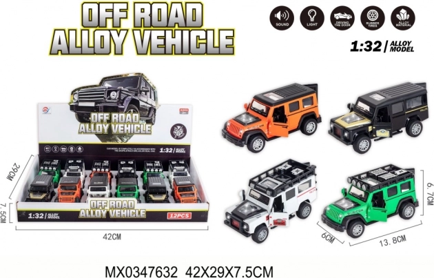 Terenowy samochodzik ze stopu 1:32 z dźwiękiem i światłem