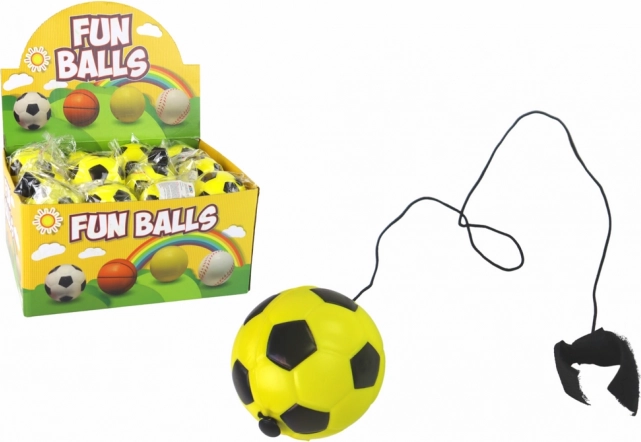 Piłeczka futbolowa na gumce jojo 6 cm – żółta