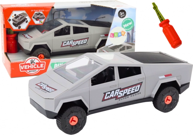 Samochód do skręcania dla dzieci ze śrubokrętem – szary