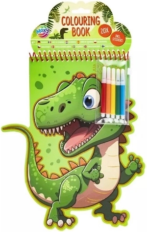 Kolorowanki z dinozaurami (20 kartek) z flamastrami