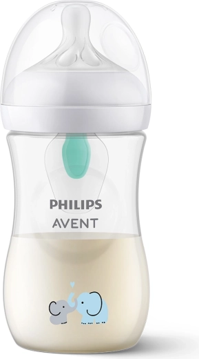Butelka dla dzieci Philips Avent Natural Response z zaworem AirFree 260 ml, 1m+, motyw słoń