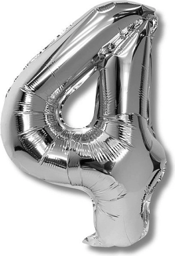 Balon foliowy cyfra 4 srebrny 40 cm