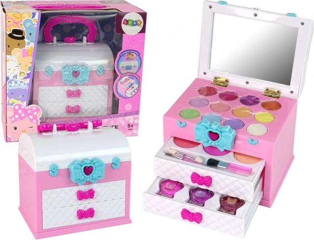 Kuferek na kosmetyki dla dzieci różowy i biały
