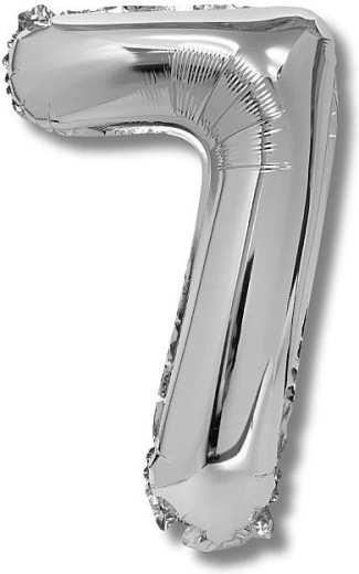 Balon foliowy cyfra 7, srebrny, 40 cm