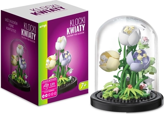 Klocki: tulipany w dekoracyjnym kloszu (139 elementów)