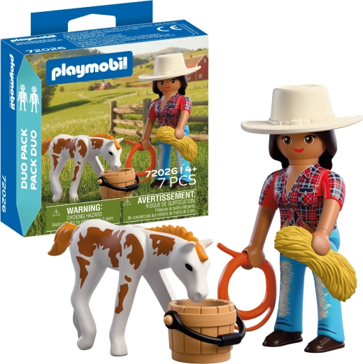 Playmobil Duo Pack kowbojka ze źrebięciem i akcesoriami