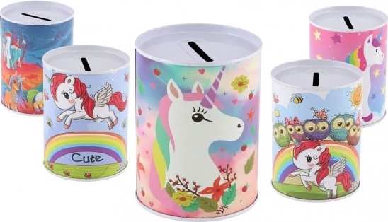 Metalowa skarbonka z motywem jednorożca