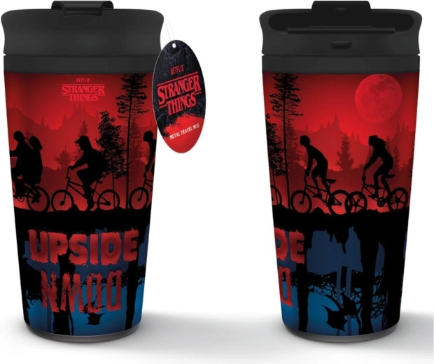 Plastowy kubek podróżny Stranger Things 4 z pokrywką
