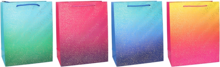 Torebka prezentowa S 18 × 23 × 8 cm, całoroczna, gradient z metalicznymi kropkami
