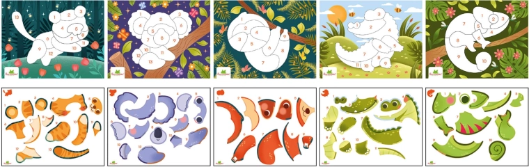 Pockets naklejki według numerów – tajemnicze zwierzęta