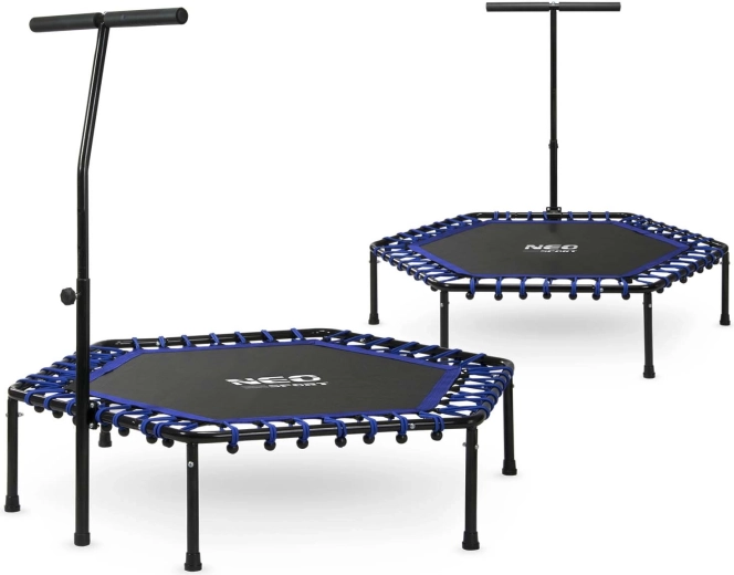 Trampolina fitness Neo-Sport z uchwytem 127 cm sześciokątna niebieska