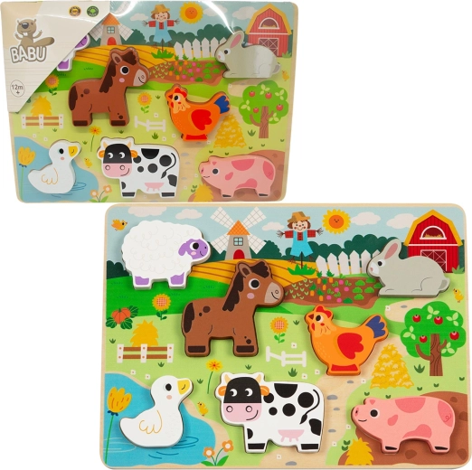 Babu drewniana układanka wkladanka Mała farma