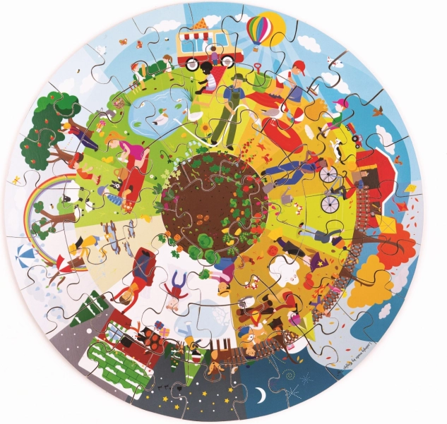 Bigjigs Toys Okrągłe podłogowe puzzle Cztery pory roku
