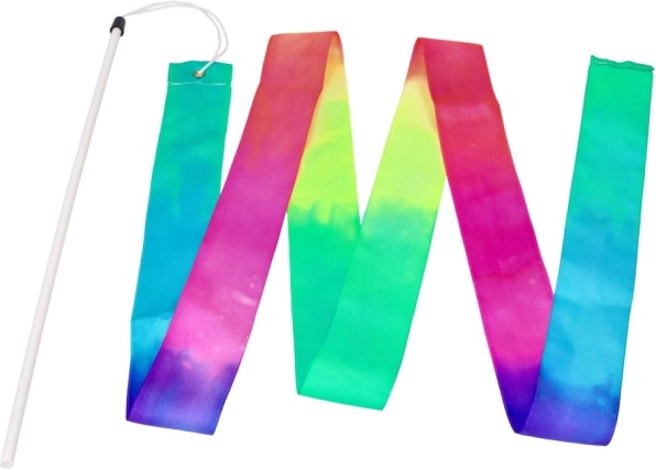 Goki gimnastyczna wstążka z pałeczką tęcza