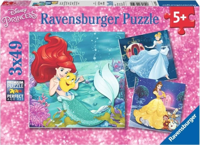 Ravensburger puzzle Księżniczki Disneya – wieczór z księżniczkami, 3×49 elementów