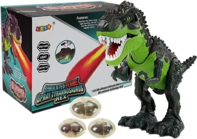 Interaktywny dinozaur T‑Rex na baterie – składa jaja i wydmuchuje parę, zielony