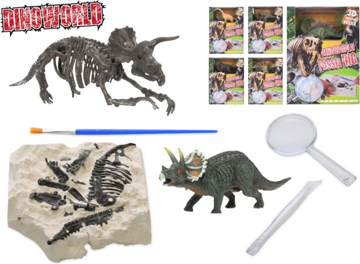 Dinoworld dinozaur 12 cm z skamieliną w gipsie – zestaw paleontologiczny dla dzieci